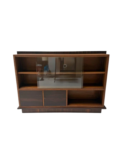 Art Deco Bookcase by Dutch Designer, Solid Oak & Macassar Ebony, 1930s